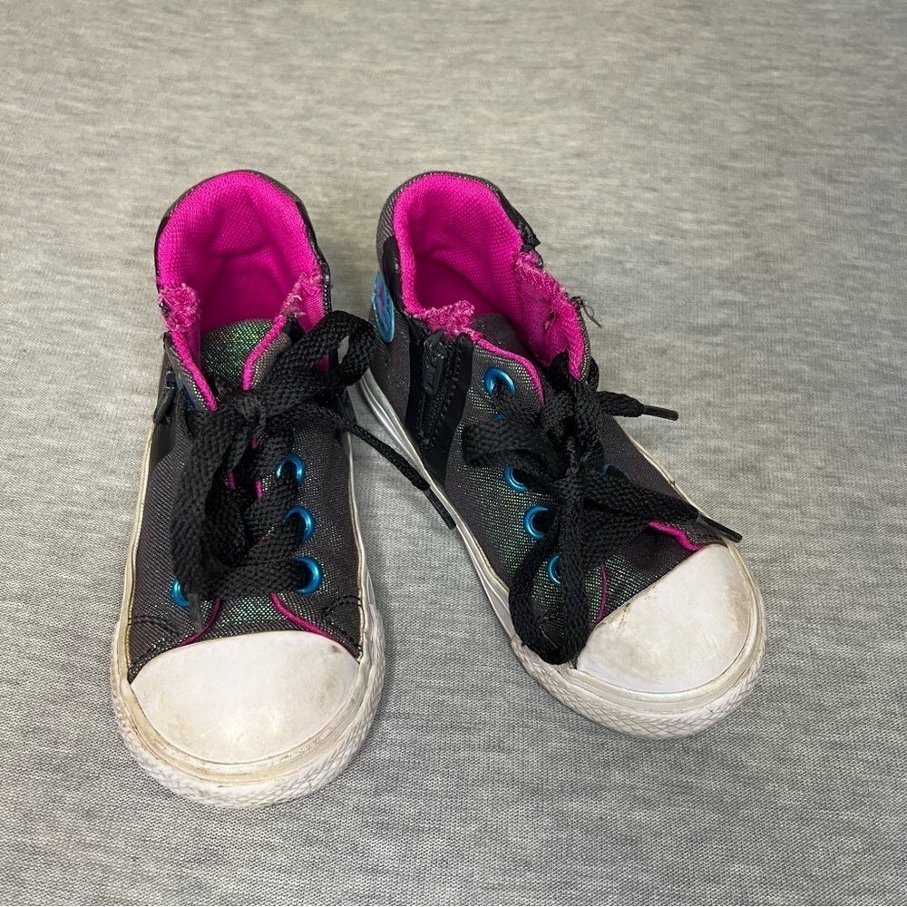 Converse Black and Pink High-Top Sneakers with Canvas Upper
